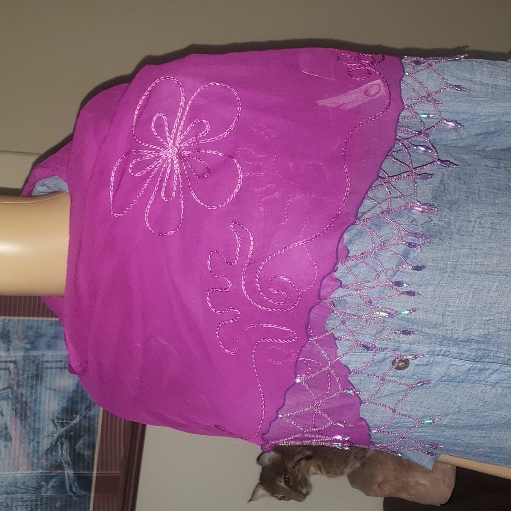 Yoa floral embroidered chandelier tassel hem scarf